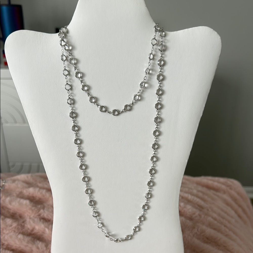 Touchstone Crystal by Swarovski Clear Crystal Ice Collar Necklace – Long Layered